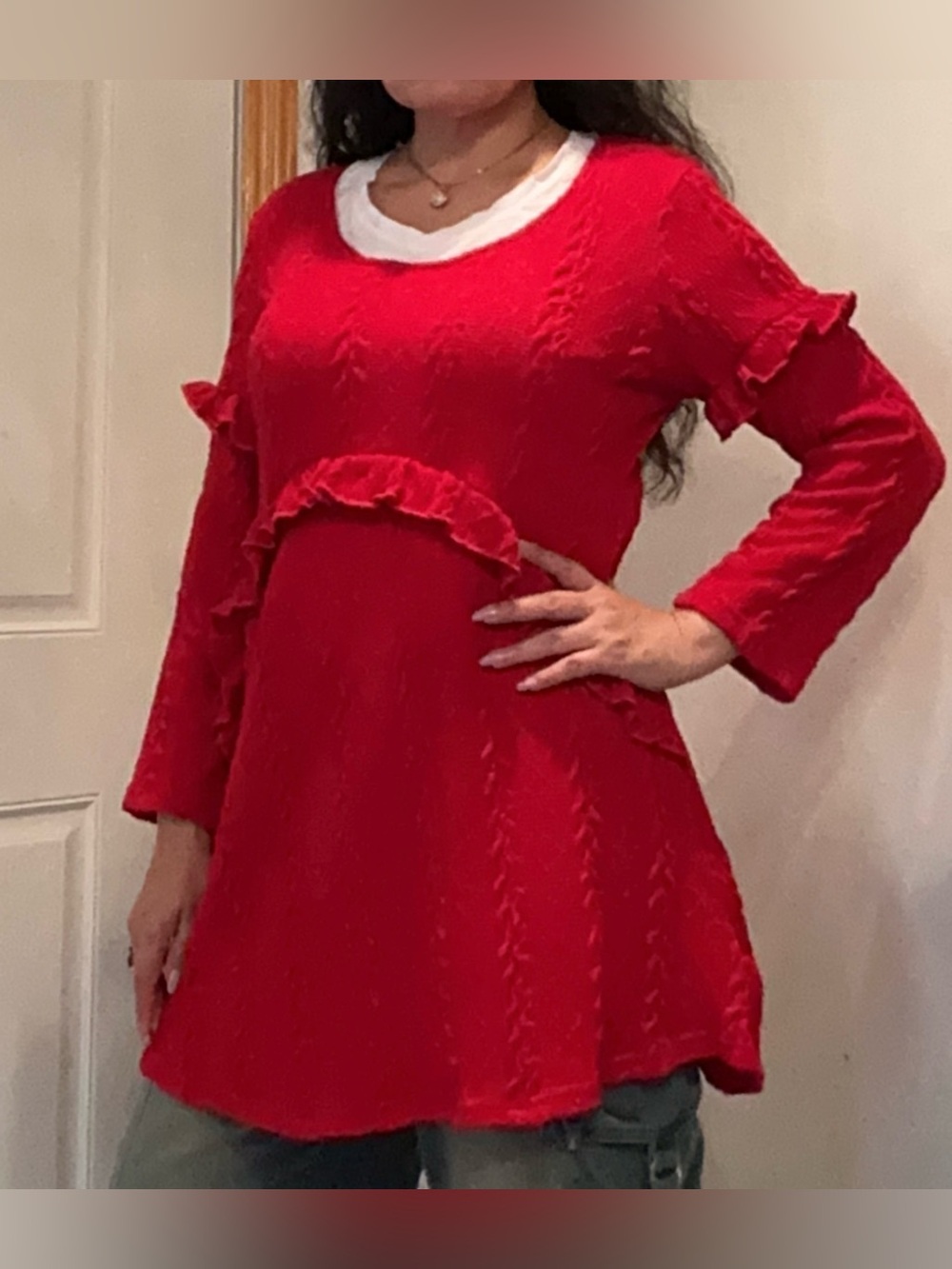 Red knit sweater/tunic/dress